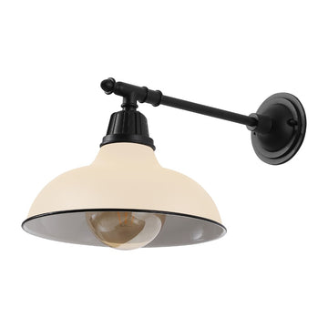 Wallace 12.25" Farmhouse Industrial Indoor/Outdoor Iron LED Victorian Arm Outdoor Sconce